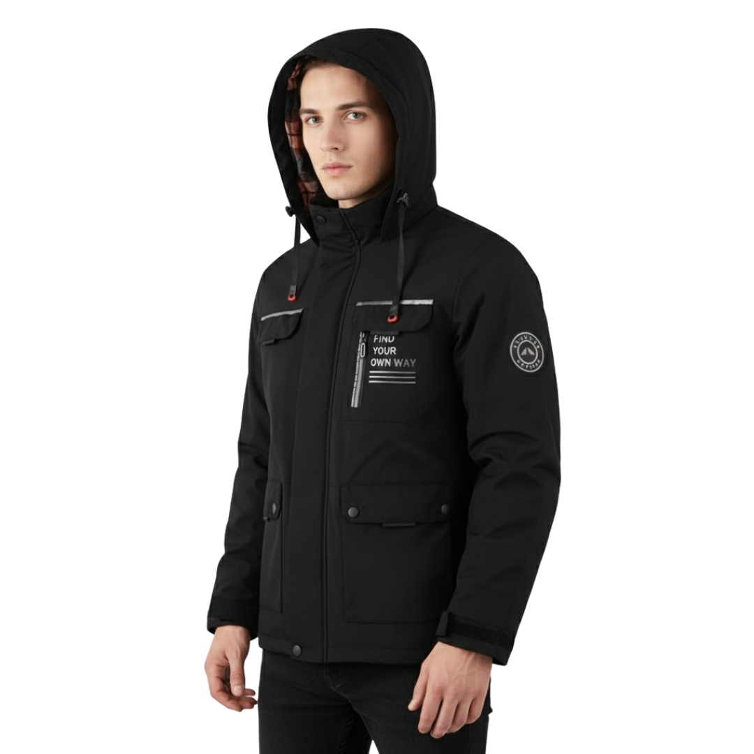 Men’s Hooded Fleece Jacket – Windproof Outdoor Zip-Up Coat