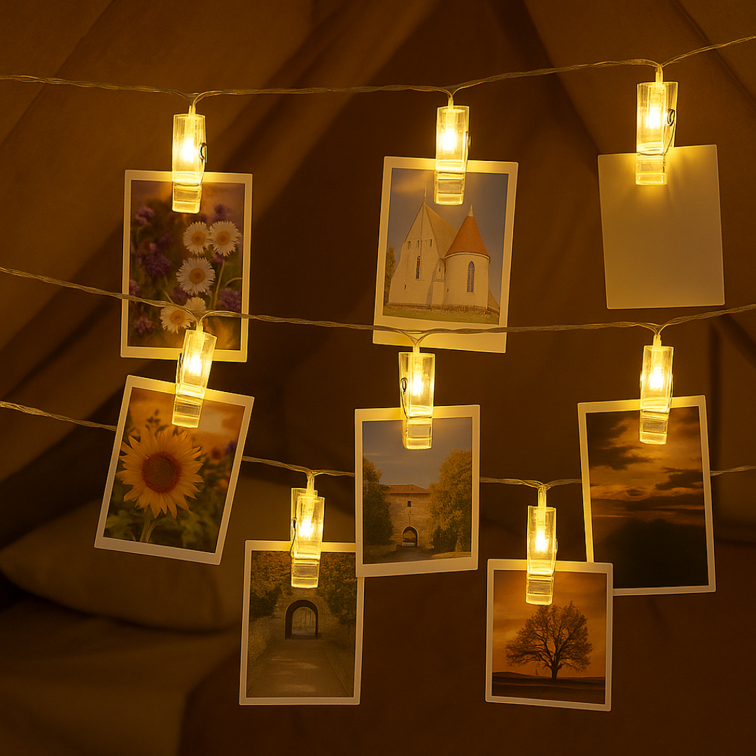 Photo Clip String Light – GlowClips Battery Fairy Garland 1.5m/3m (10–20 LEDs)