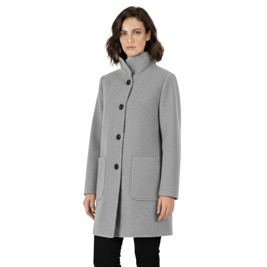 Women’s Wool-Blend Long Coat – Classic Tailored Overcoat