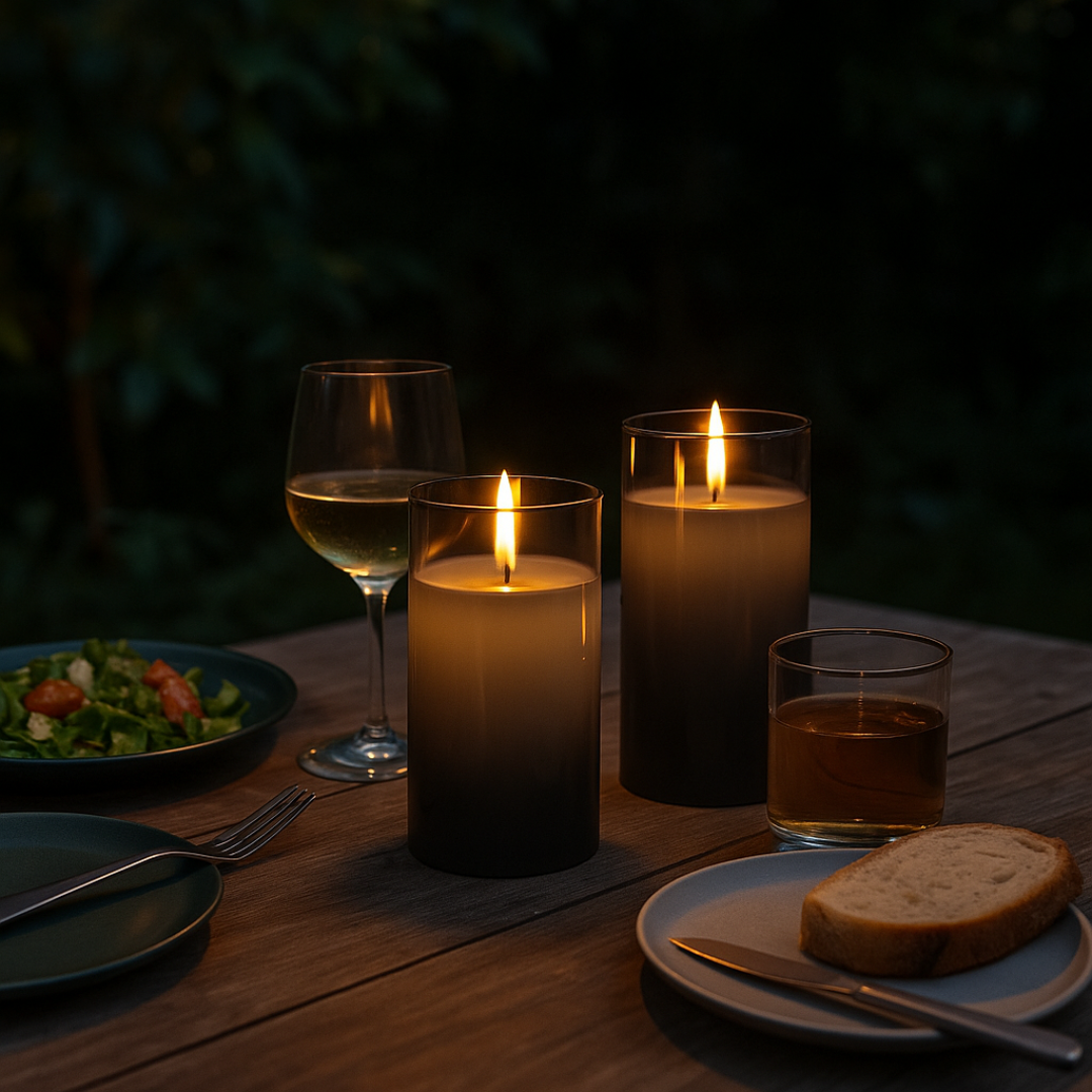 LED Flameless Candle Set with Real Wax & Remote Control – GlowLuxe Trio
