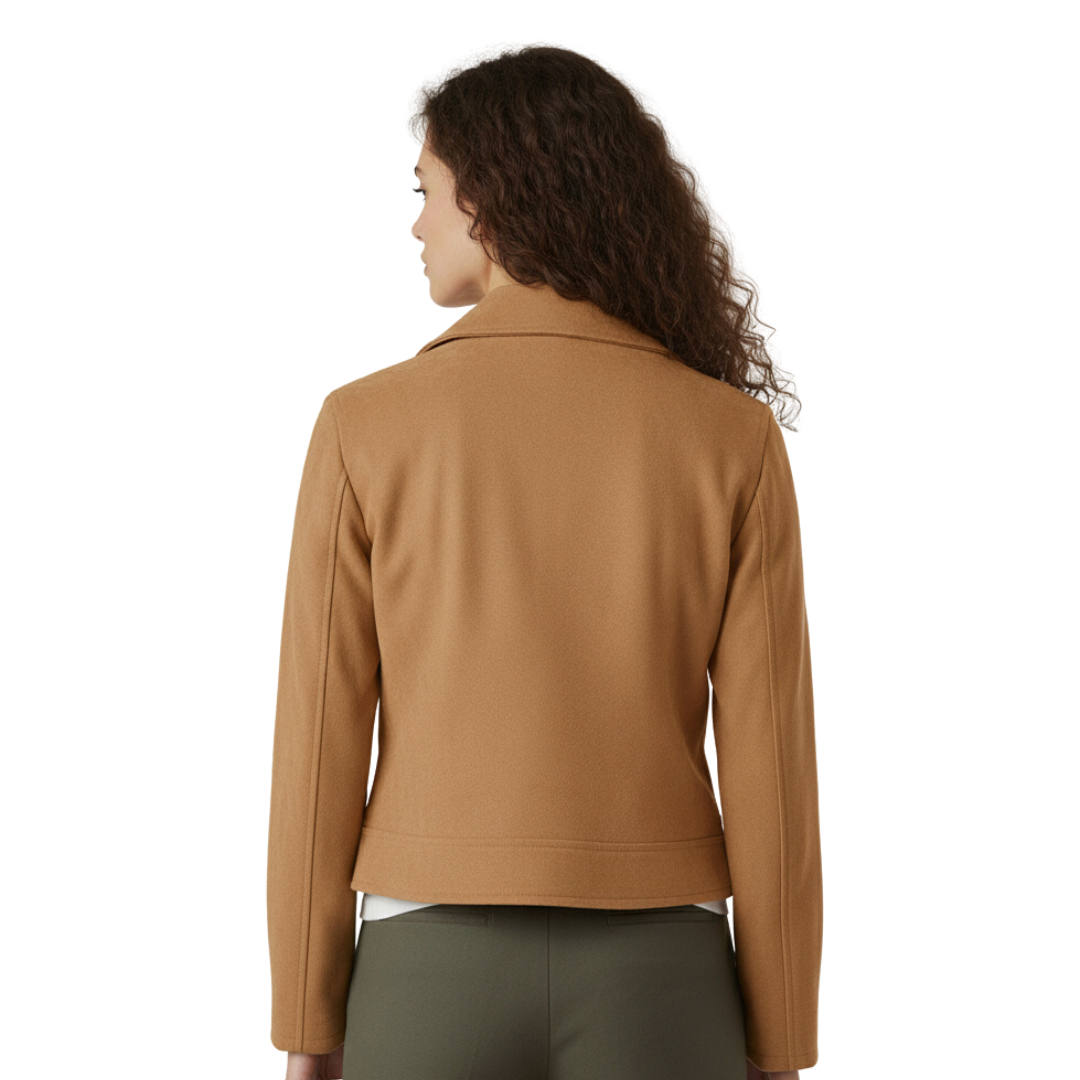 Women’s Suede-look Biker Jacket – Soft-Edge Moto Coat