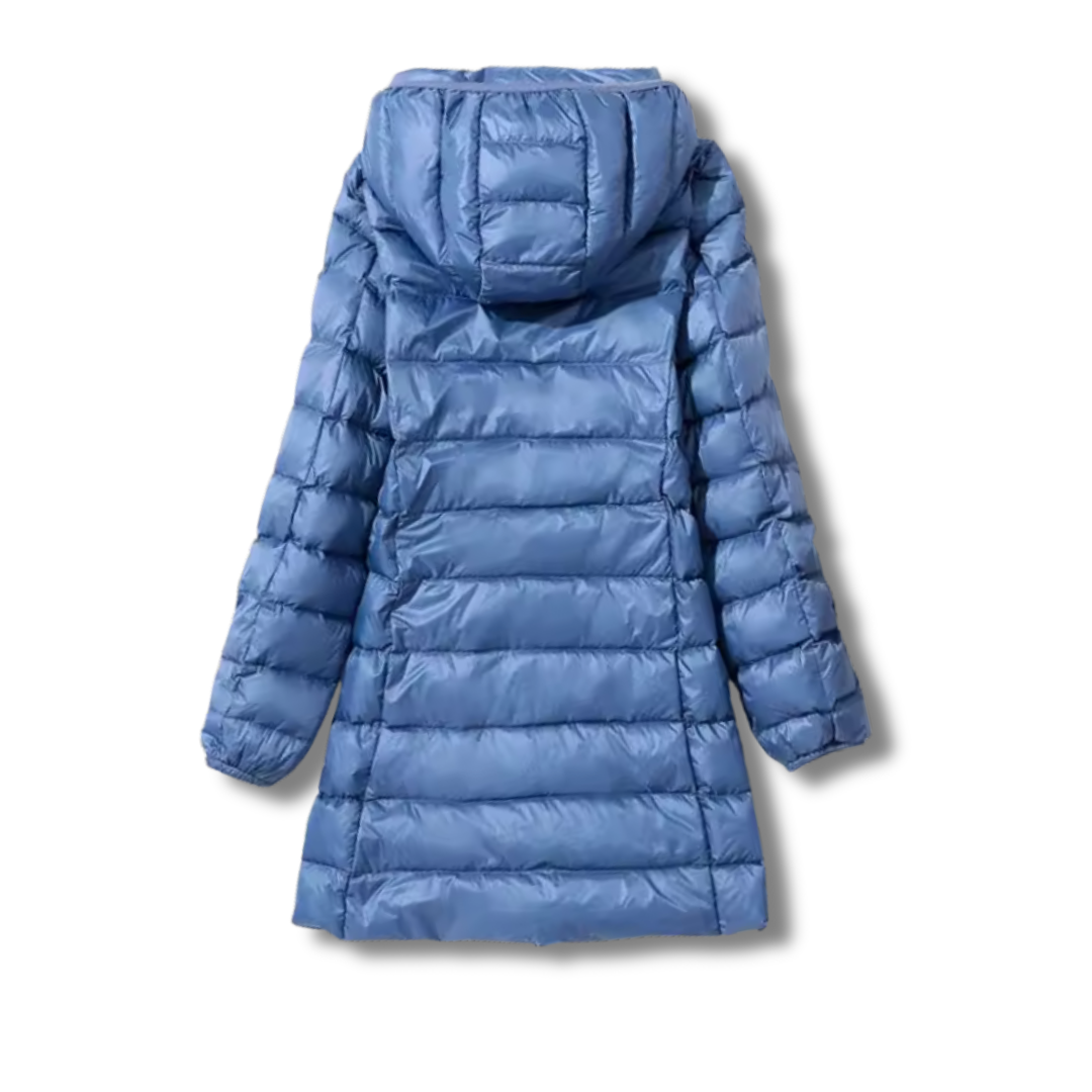 Women’s Long Lightweight Down Puffer Coat – Warm Hooded Coat