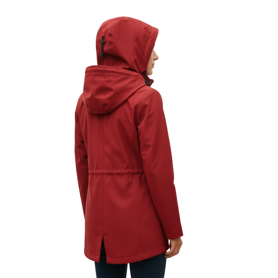 Women’s Long Waterproof Hooded Raincoat – Lightweight Windproof Jacket with Pockets
