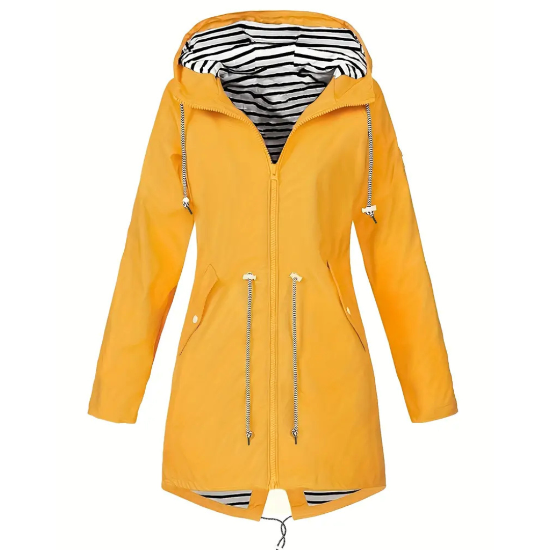 Women’s Long Waterproof Raincoat with Hood – Lightweight Casual Coat