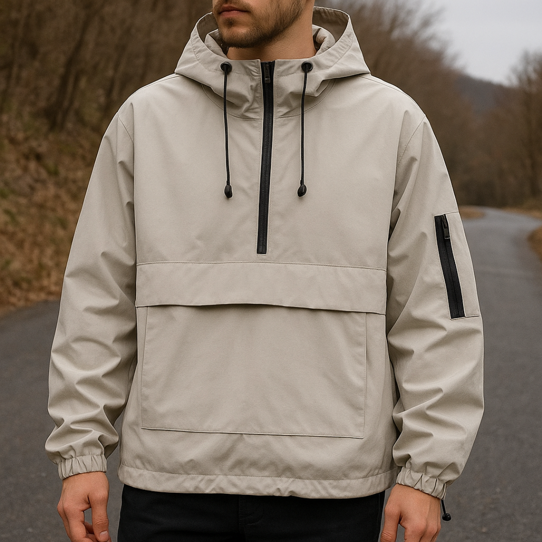 Waterproof All-Weather Coat with Hood & Front Pocket – StormShield Parka