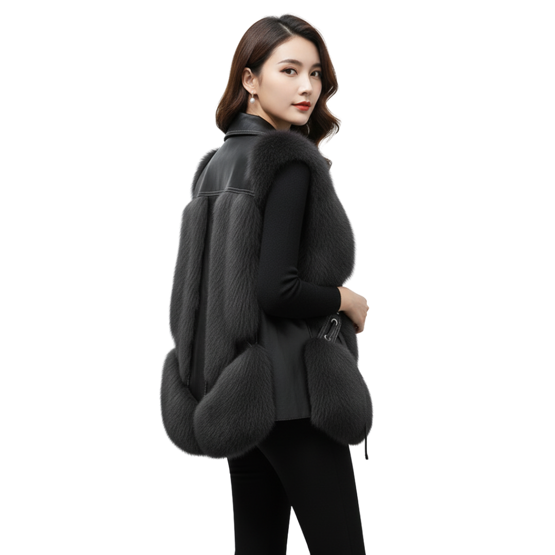 Women’s Faux Fur & Leather Contrast Vest