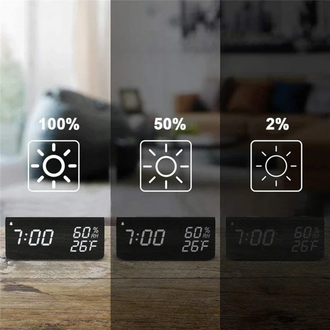 Nordspur | Lumibloom Wood Finish LED Alarm Clock