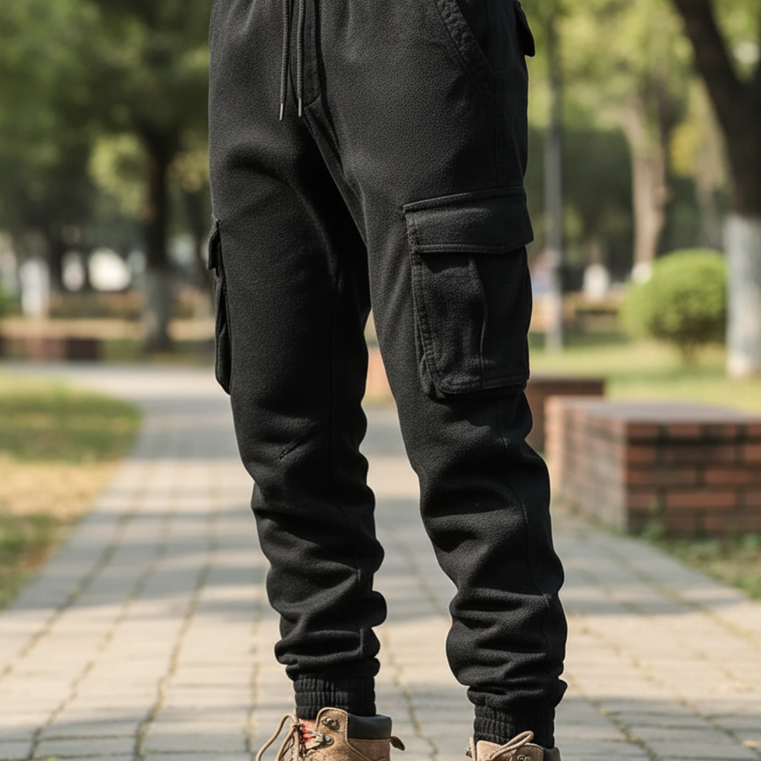 Fleece Joggers for Men – ThermalGrip Multi-Pocket Winter Trousers