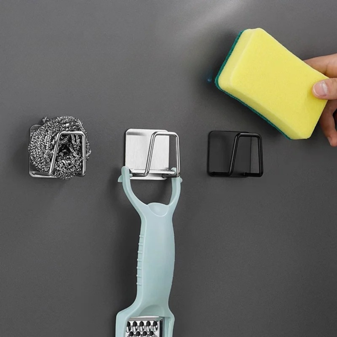 Adhesive Sink Hook Rack for Sponges and Brushes