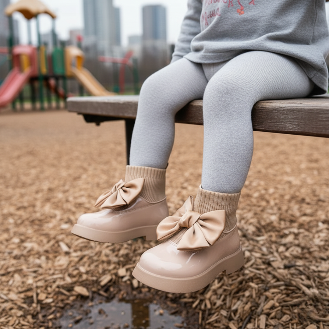 Baby Girl School Shoes – GlossiBow Children’s PU Leather Sock Boots