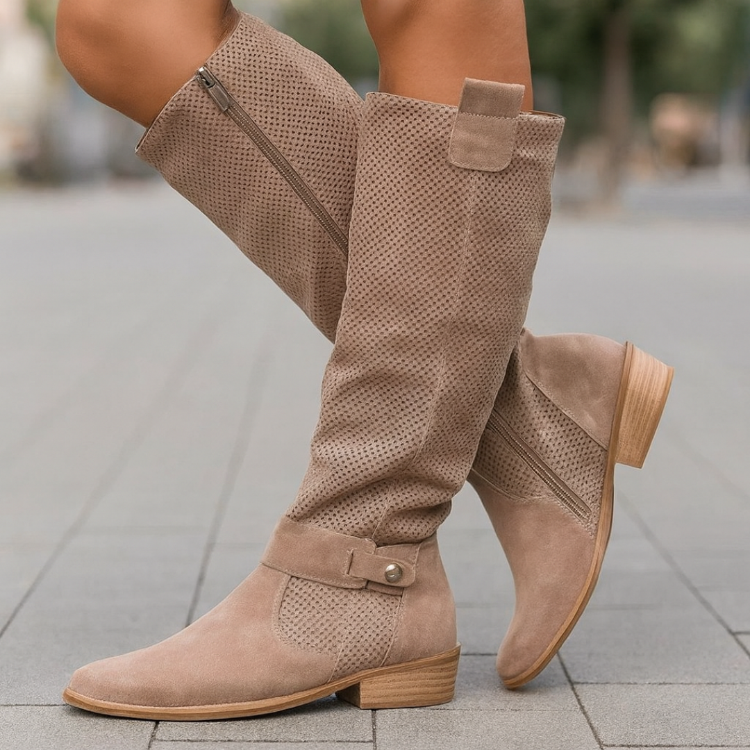 Knee-High Boots – Arlo Suede Perforated Boots