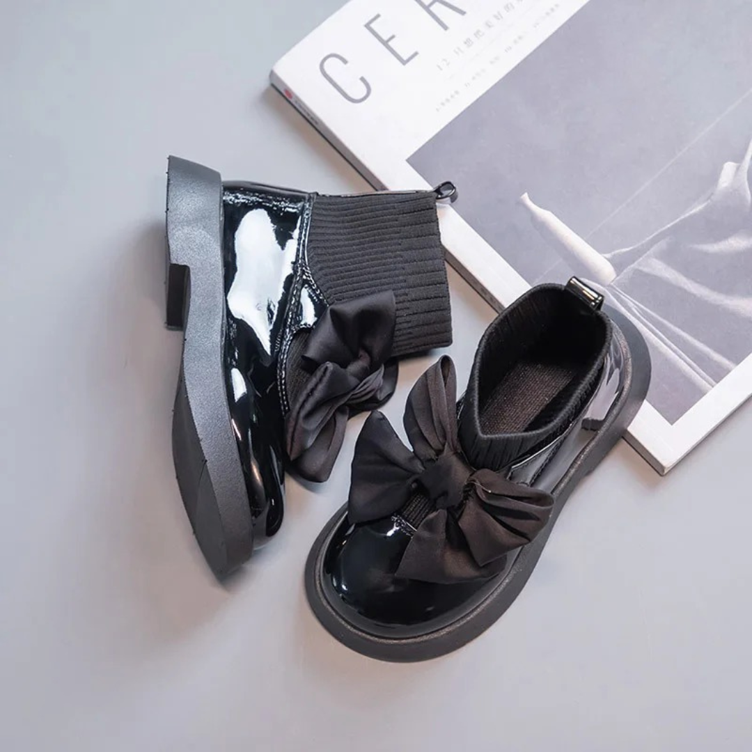 Baby Girl School Shoes – GlossiBow Children’s PU Leather Sock Boots