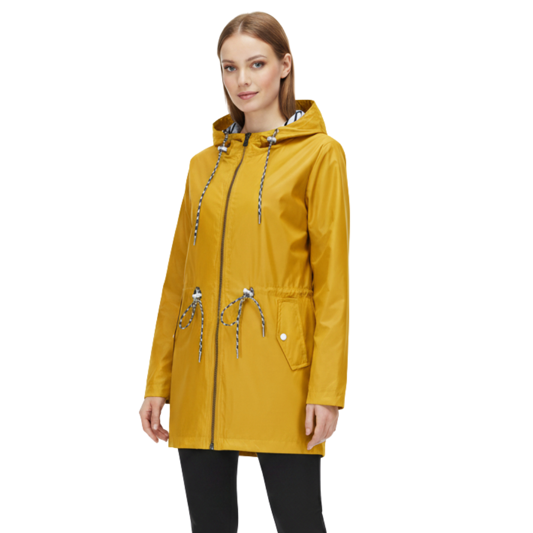 Women’s Waterproof Lightweight Jacket with Adjustable Waist – Hooded Raincoat