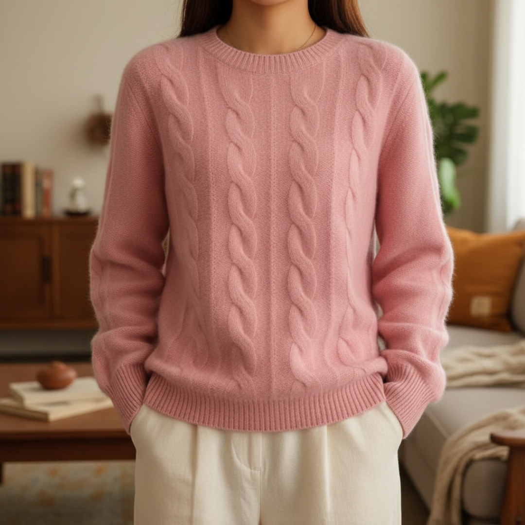 Sweater with Cable Knit & Relaxed Fit – Amalthea SoftKnit Vest