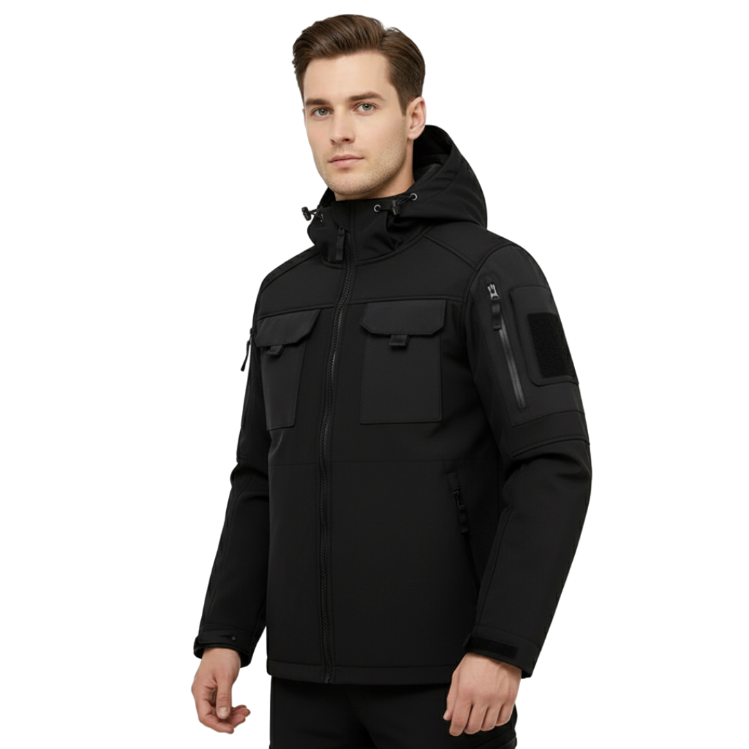 Men’s Waterproof Tactical Fleece Jacket – Windproof Softshell with Hood