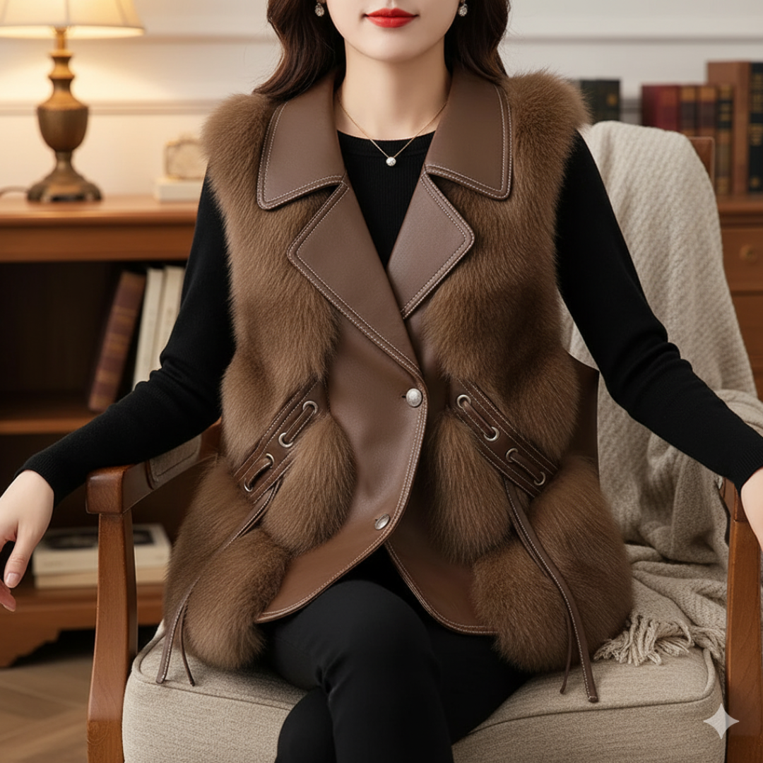 Vest with Faux Fur & Leather Contrast – Nereida Empress SweaterVest