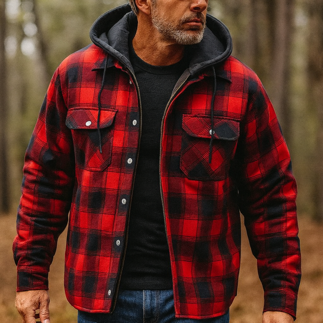 Casual Jacket with Check Pattern & Detachable Hood – NordicFlannel Jacket