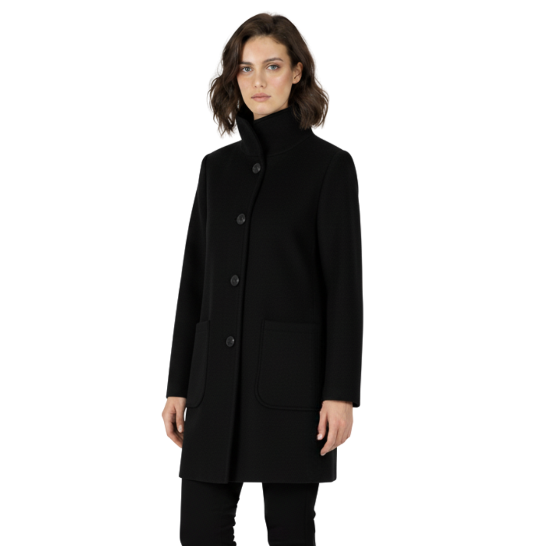 Women’s Wool-Blend Long Coat – Classic Tailored Overcoat