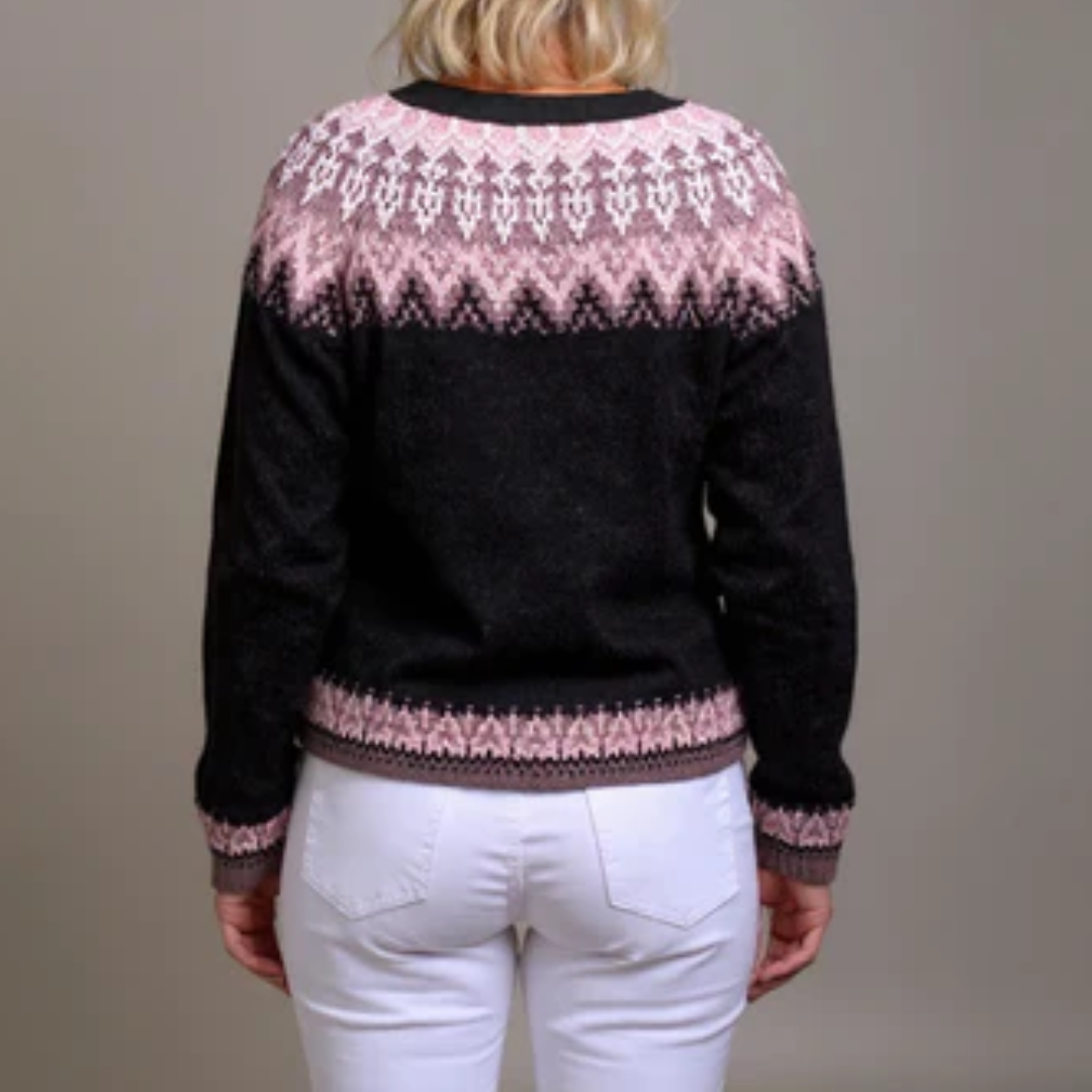 Wool Cardigan with Nordic Pattern – Fjellrose Knit