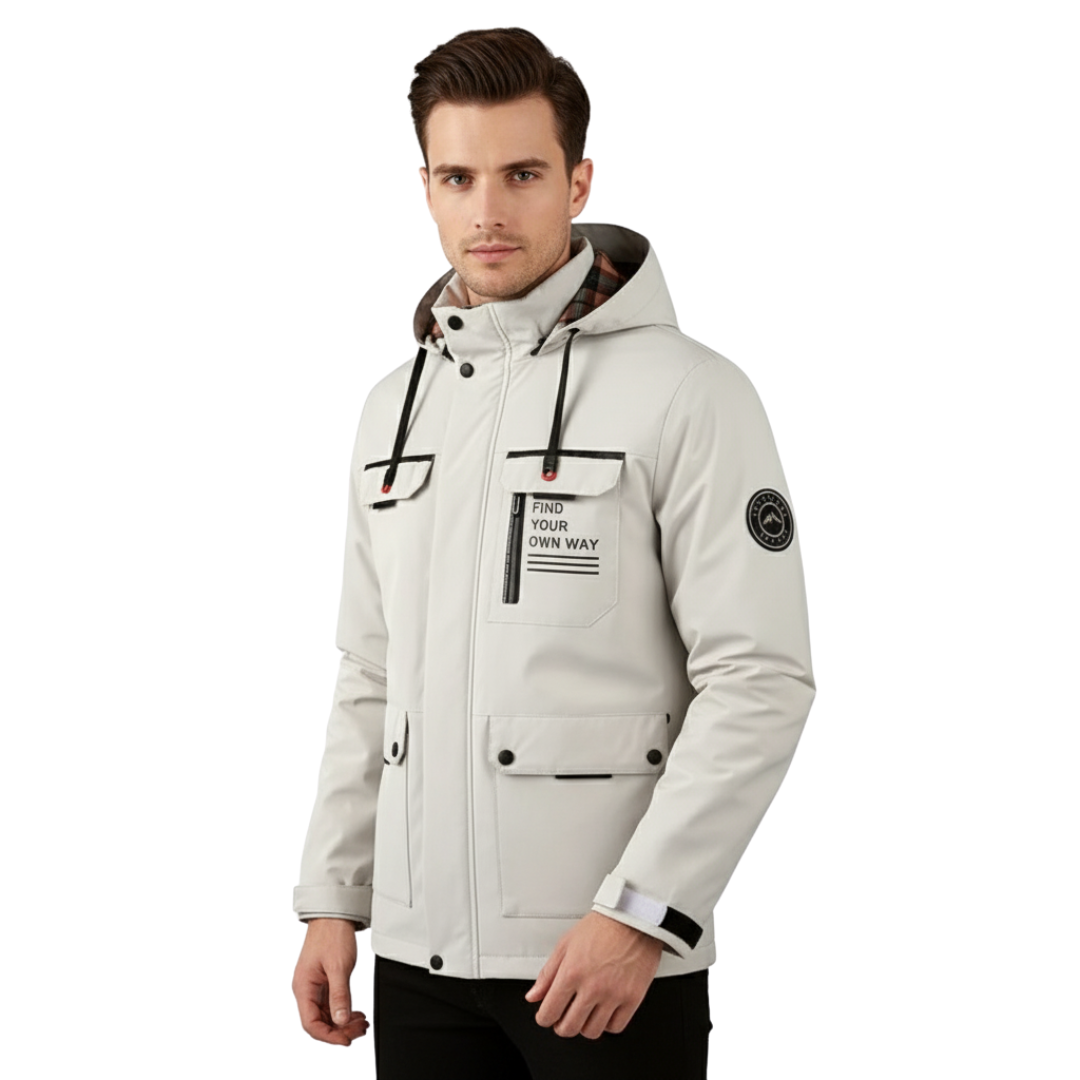 Men’s Hooded Fleece Jacket – Windproof Outdoor Zip-Up Coat