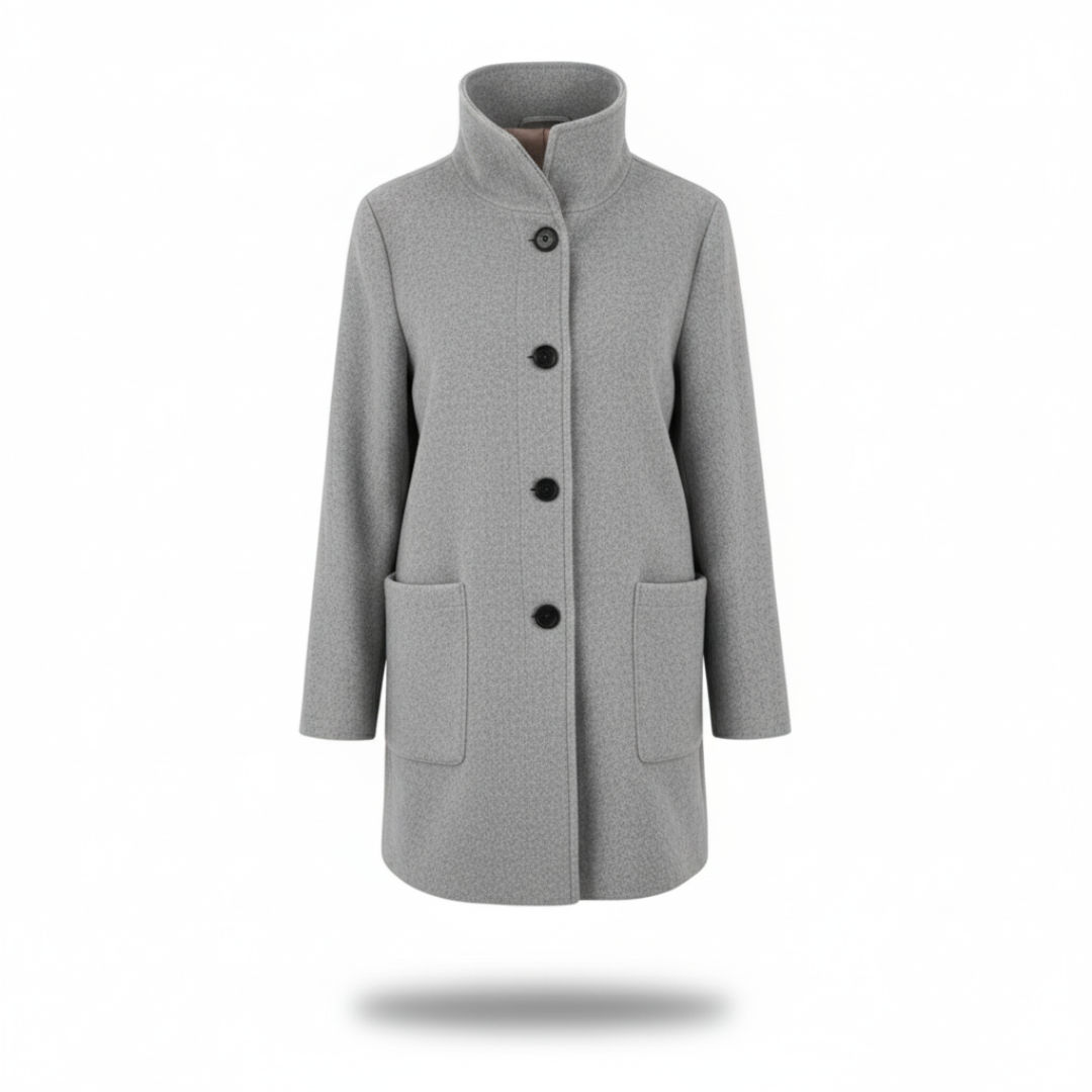 Women’s Wool-Blend Long Coat – Classic Tailored Overcoat