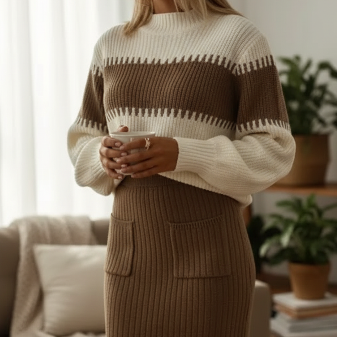 Women's Knitted Sweater Skirt Set – CurveKnit Vest Co-Ord