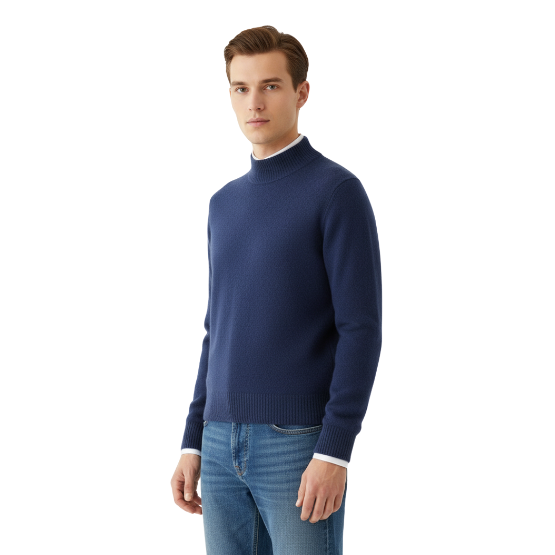 Men’s Cashmere-Feel Knit Sweater – Soft Turtleneck Jumper