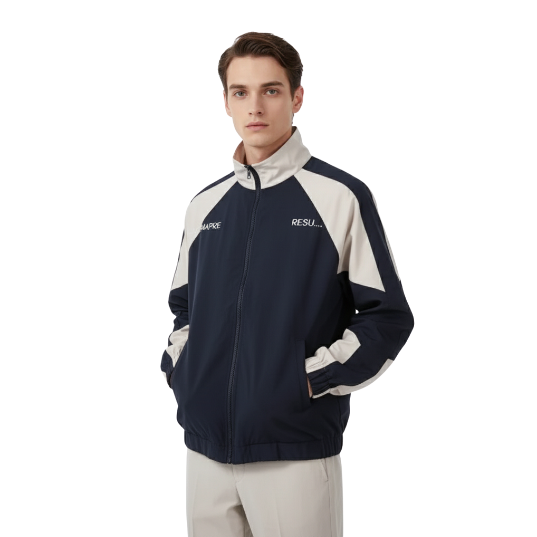 Men’s Lightweight Windbreaker Jacket – Varsity-Style Shell