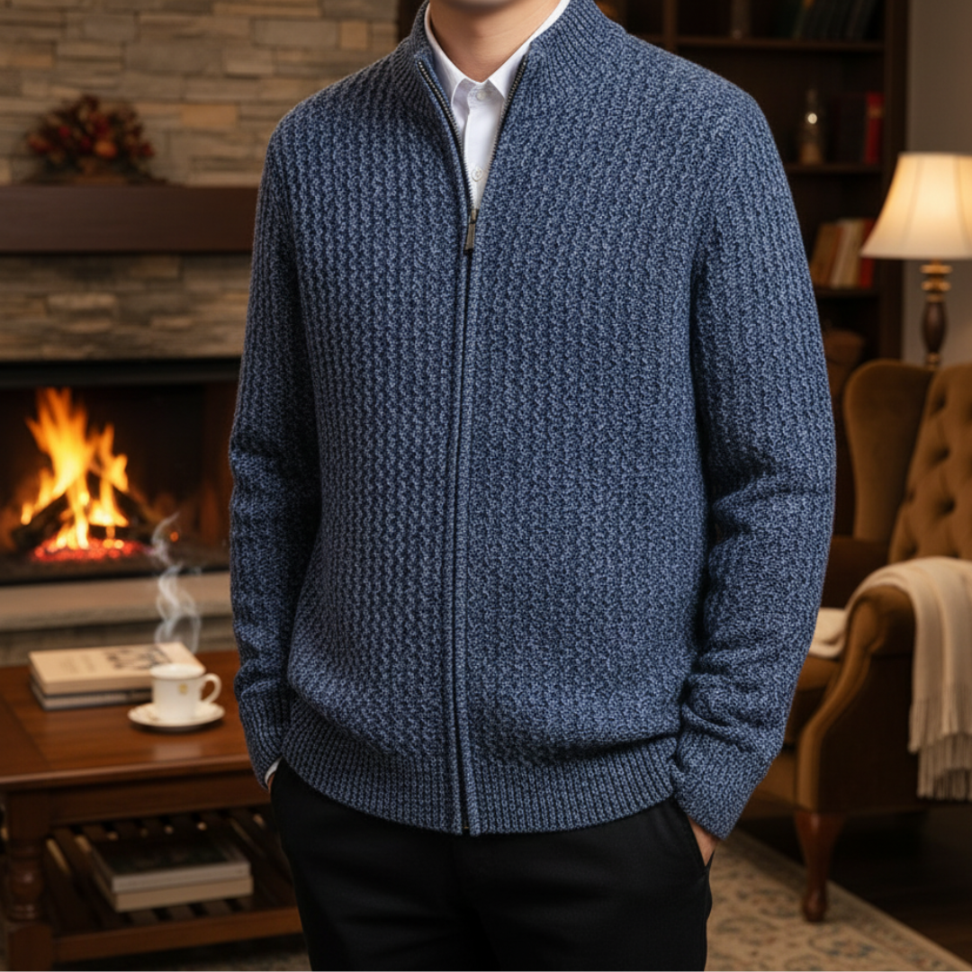 Cashmere Zip Sweater with Textured Knit – Fairmont Vest