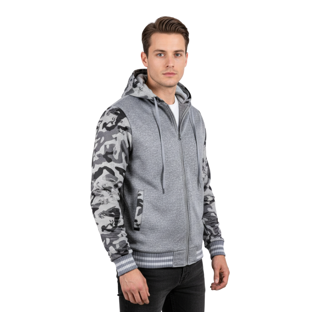 Men’s Wool-Lined Fleece Jacket – Warm Hooded Winter Zip-Up