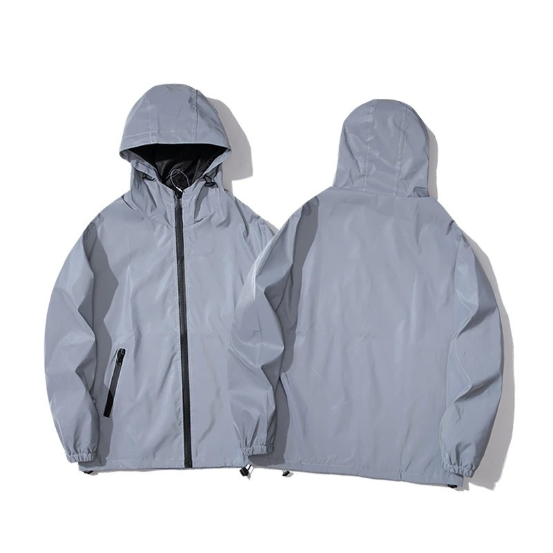 Men’s Reflective Windbreaker Jacket – Hooded Zip-Up
