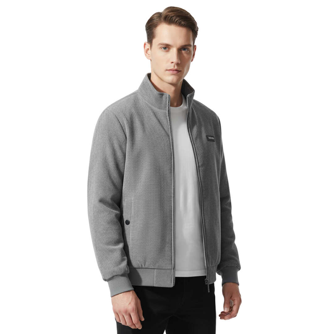 Men’s Corduroy Fleece-Lined Jacket – Warm Winter Zip-Up Coat