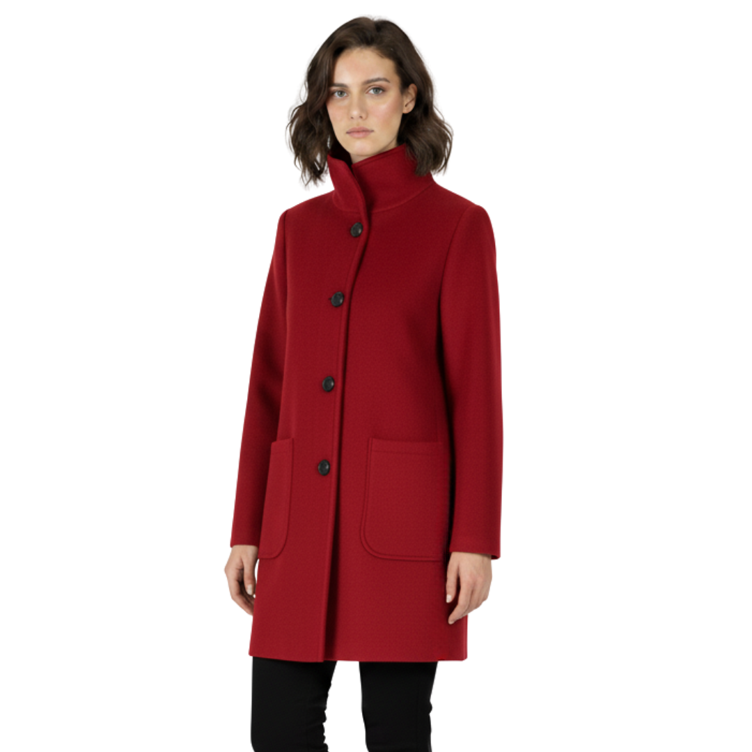 Women’s Wool-Blend Long Coat – Classic Tailored Overcoat