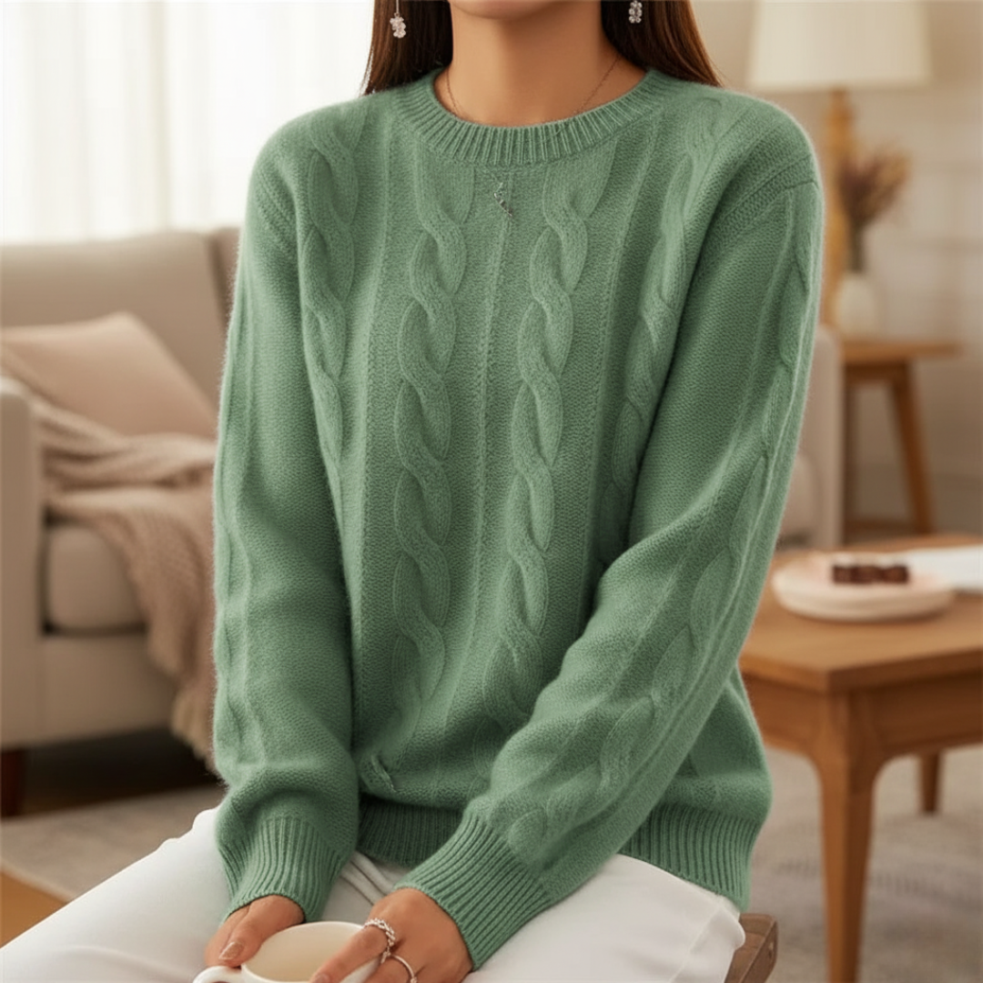 Sweater with Cable Knit & Relaxed Fit – Amalthea SoftKnit Vest