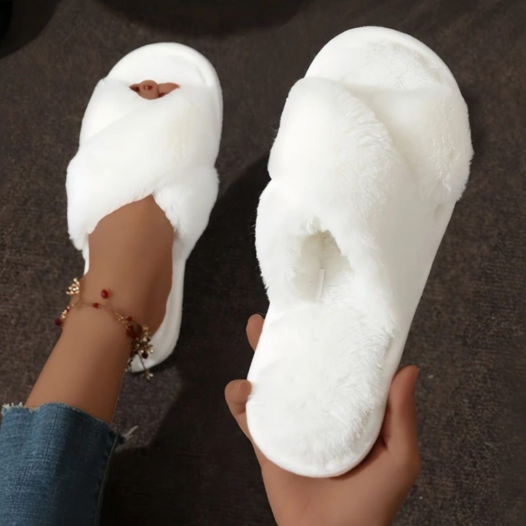 Slipper for Women – CloudCross Open-Toe Indoor Fur Slides