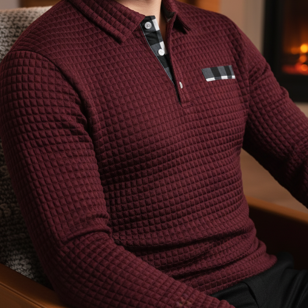 Men's Long Sleeve Knit Sweater Polo – GridWeave Vest Top