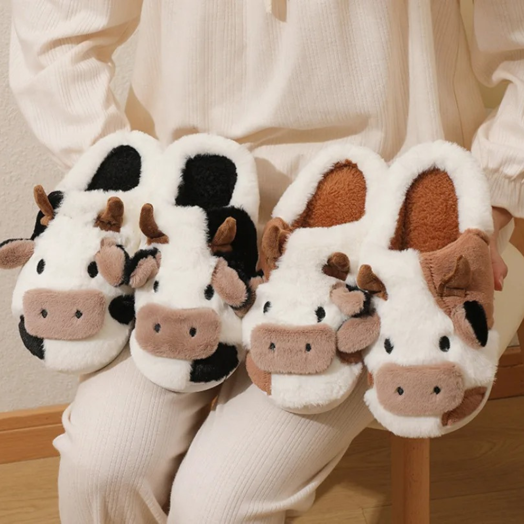 Slipper for Women – MooMates Plush Cartoon Cow Slippers