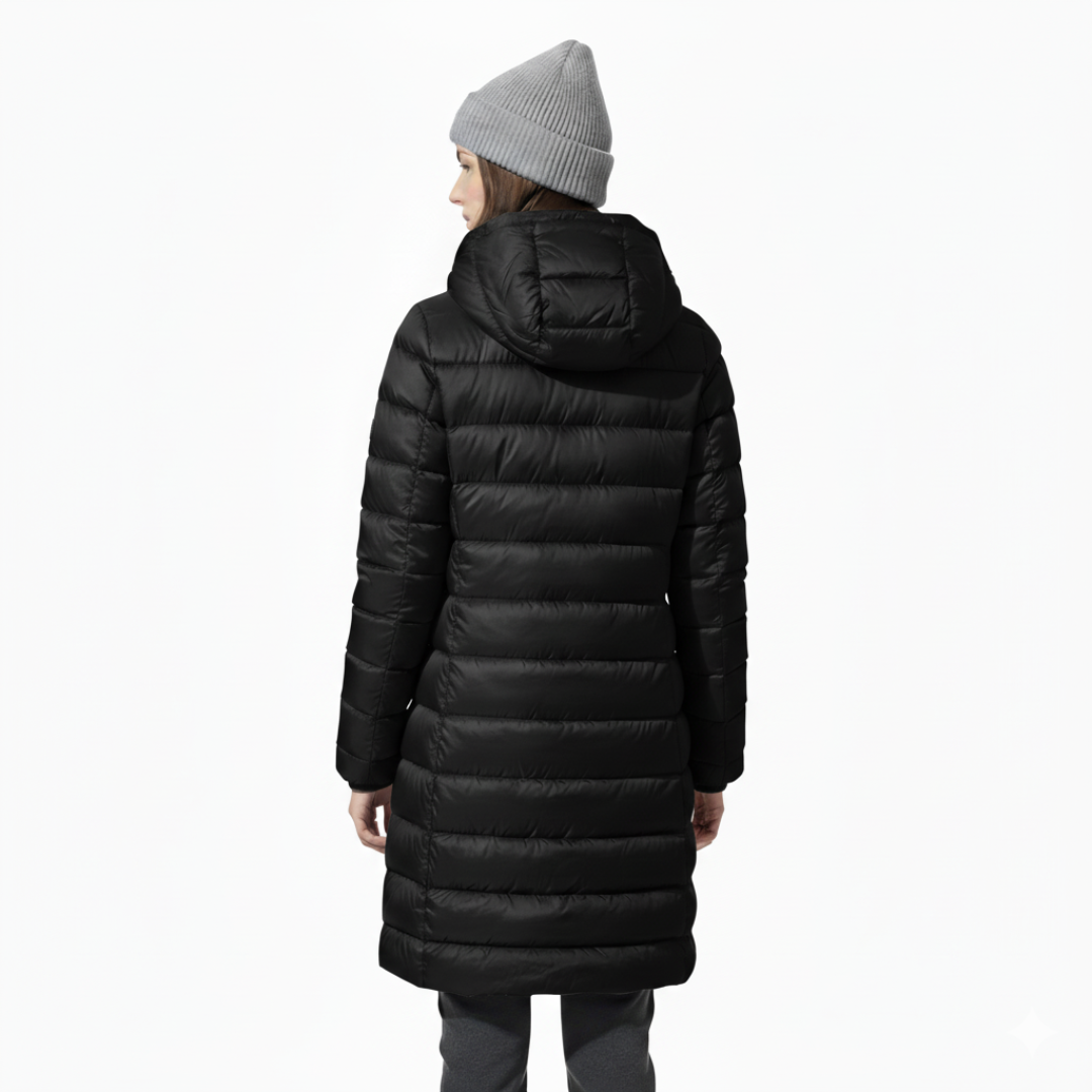 Women’s Long Lightweight Down Puffer Coat – Warm Hooded Coat