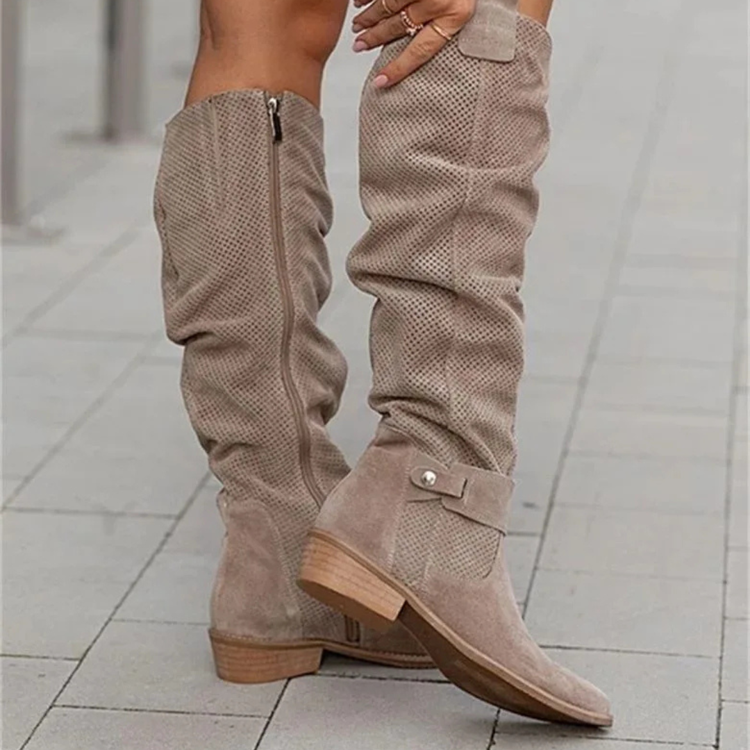 Knee-High Boots – Arlo Suede Perforated Boots