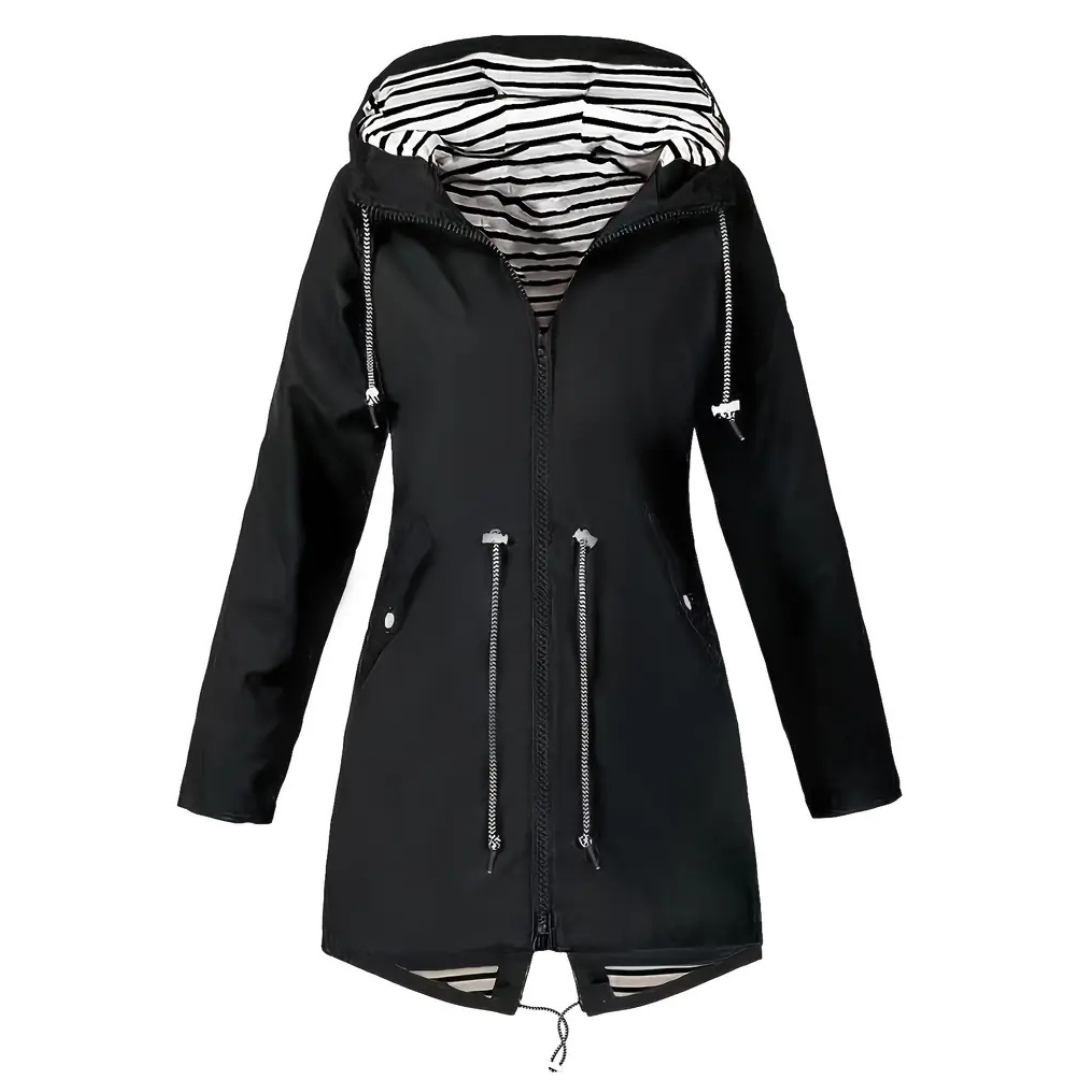 Women’s Long Waterproof Raincoat with Hood – Lightweight Casual Coat