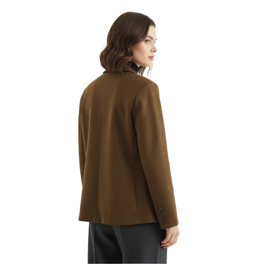 Women’s Single-Breasted Wool Coat – Tailored Long Overcoat