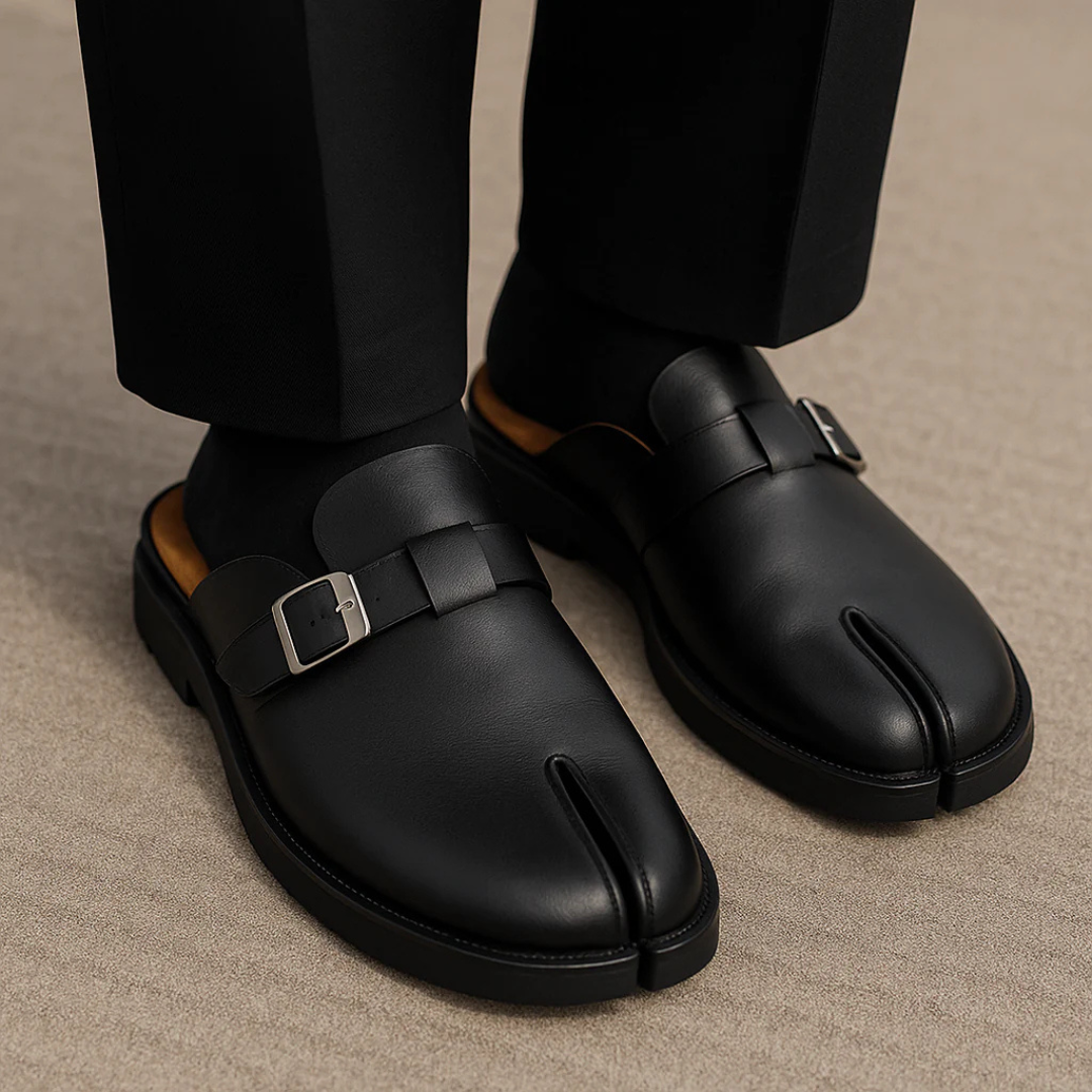 Leather Mules – Tabi Buckle Loafers