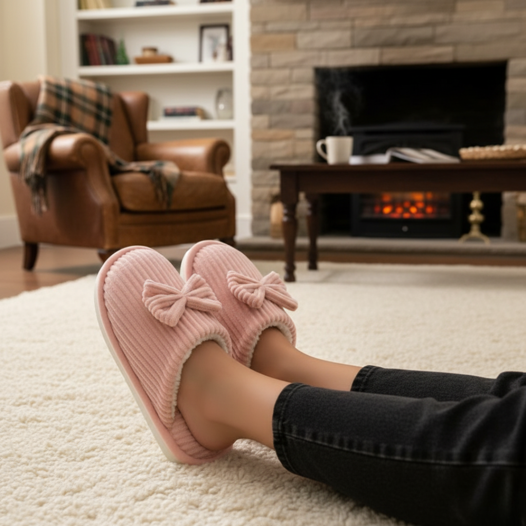 Slipper for Women – BowLuxe Corduroy Indoor Winter Slippers