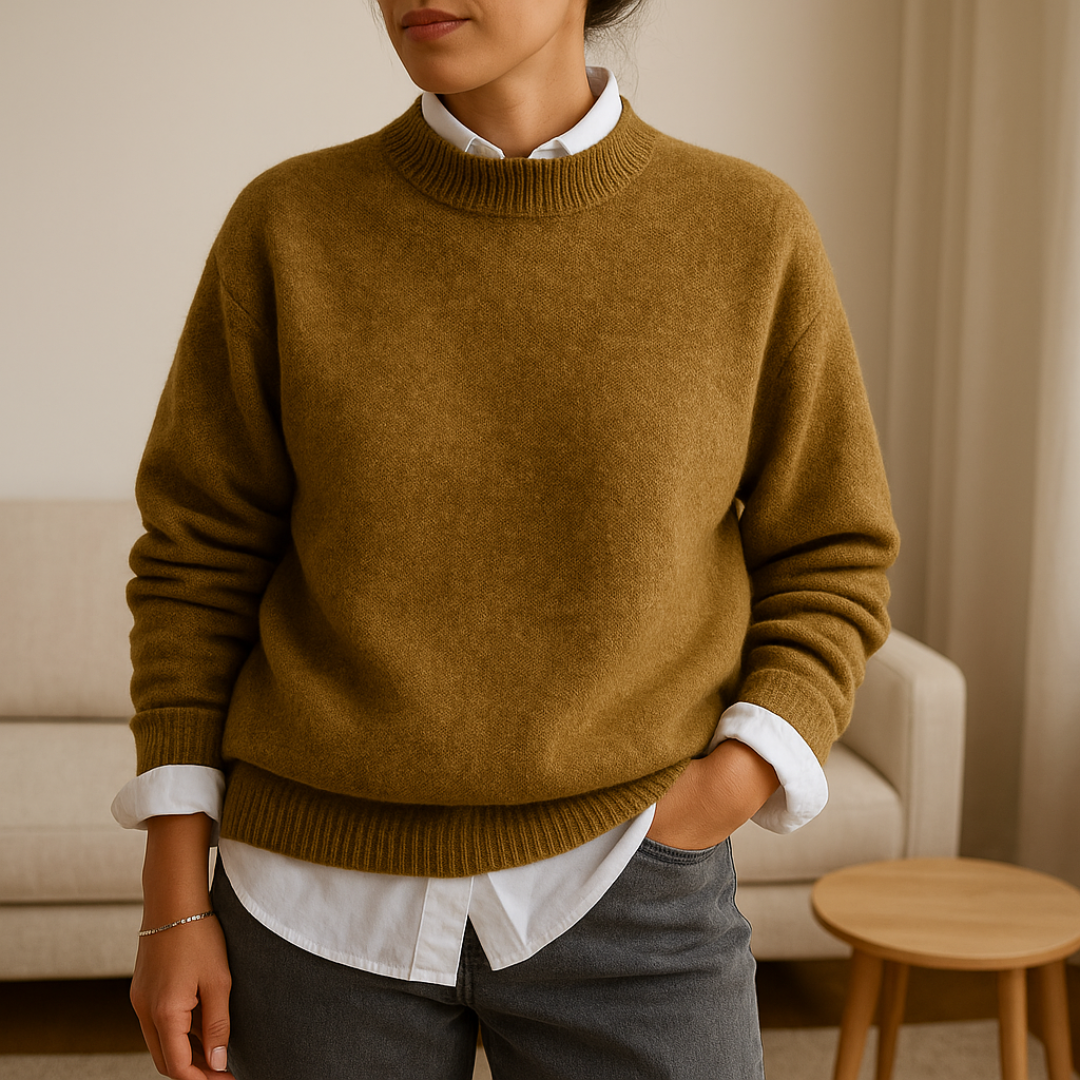 Women’s Soft Cashmere-Look Knit Sweater – Crew Neck Jumper