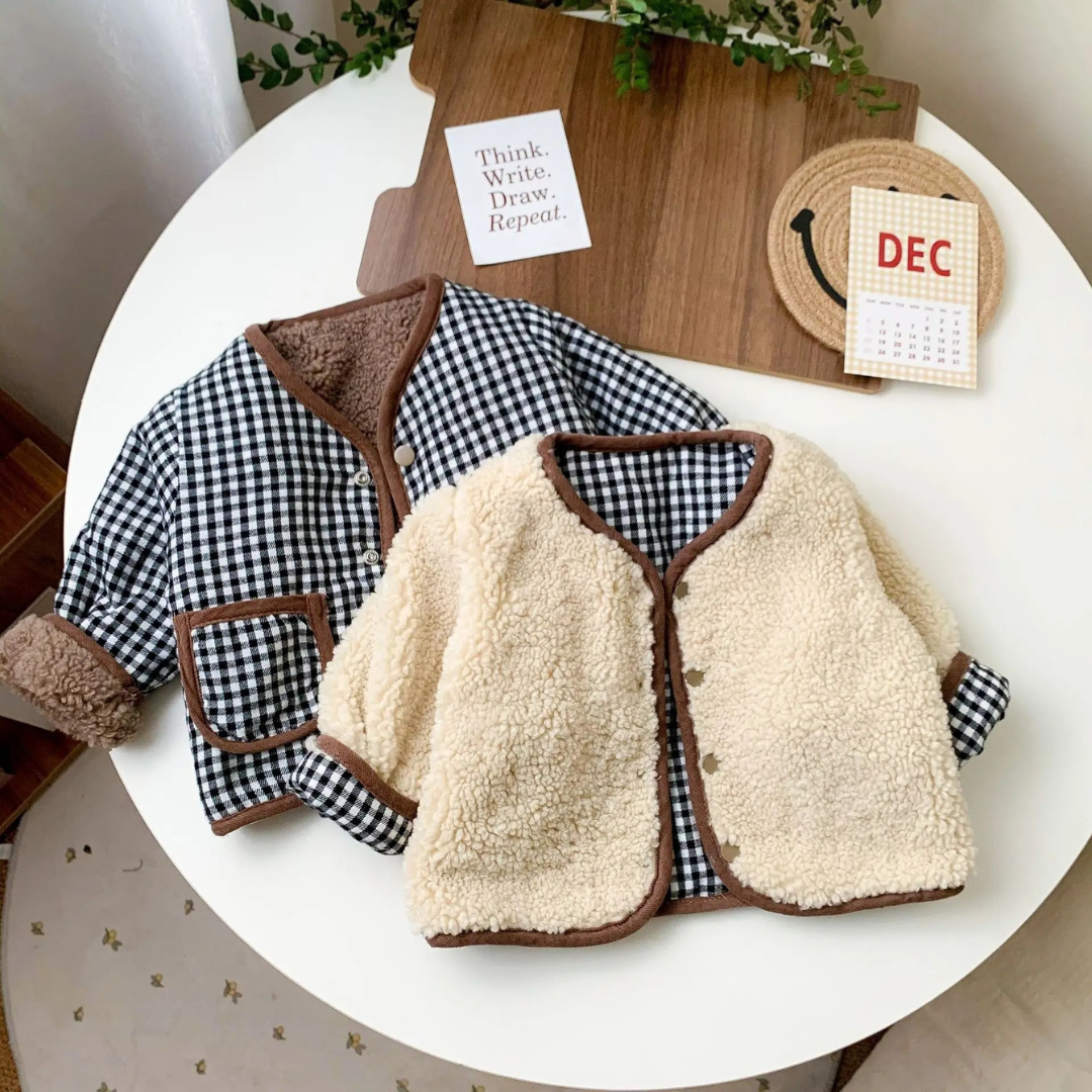 Baby Jacket – Reversible Plush & Plaid Children’s Jacket SnuggleTurn
