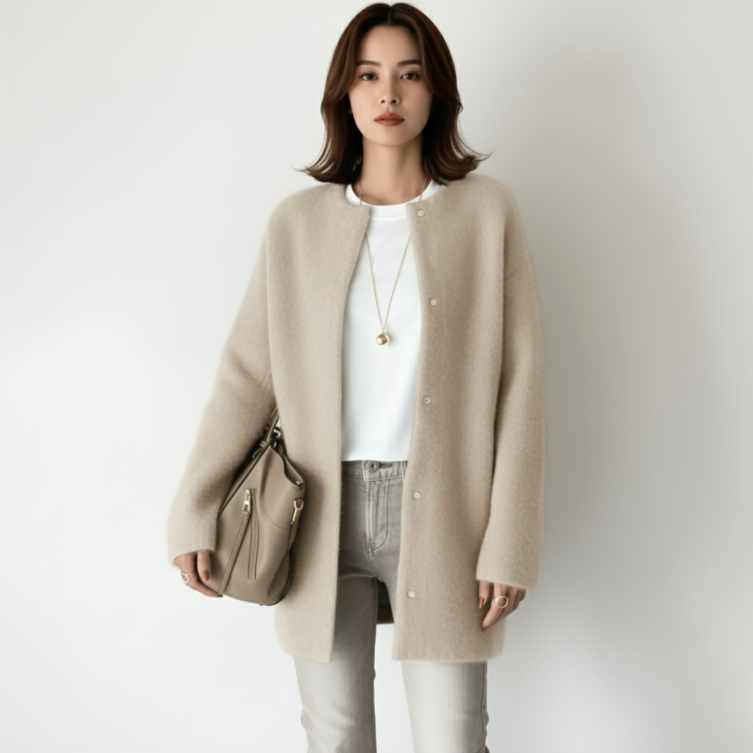 Women’s Long Knit Coatigan – Soft Buttoned Cardigan Jacket