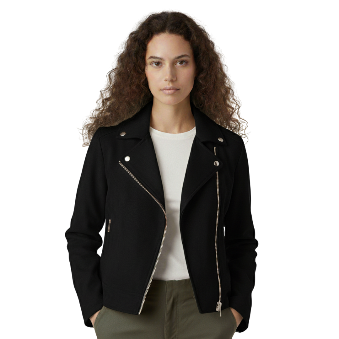 Women’s Suede-look Biker Jacket – Soft-Edge Moto Coat