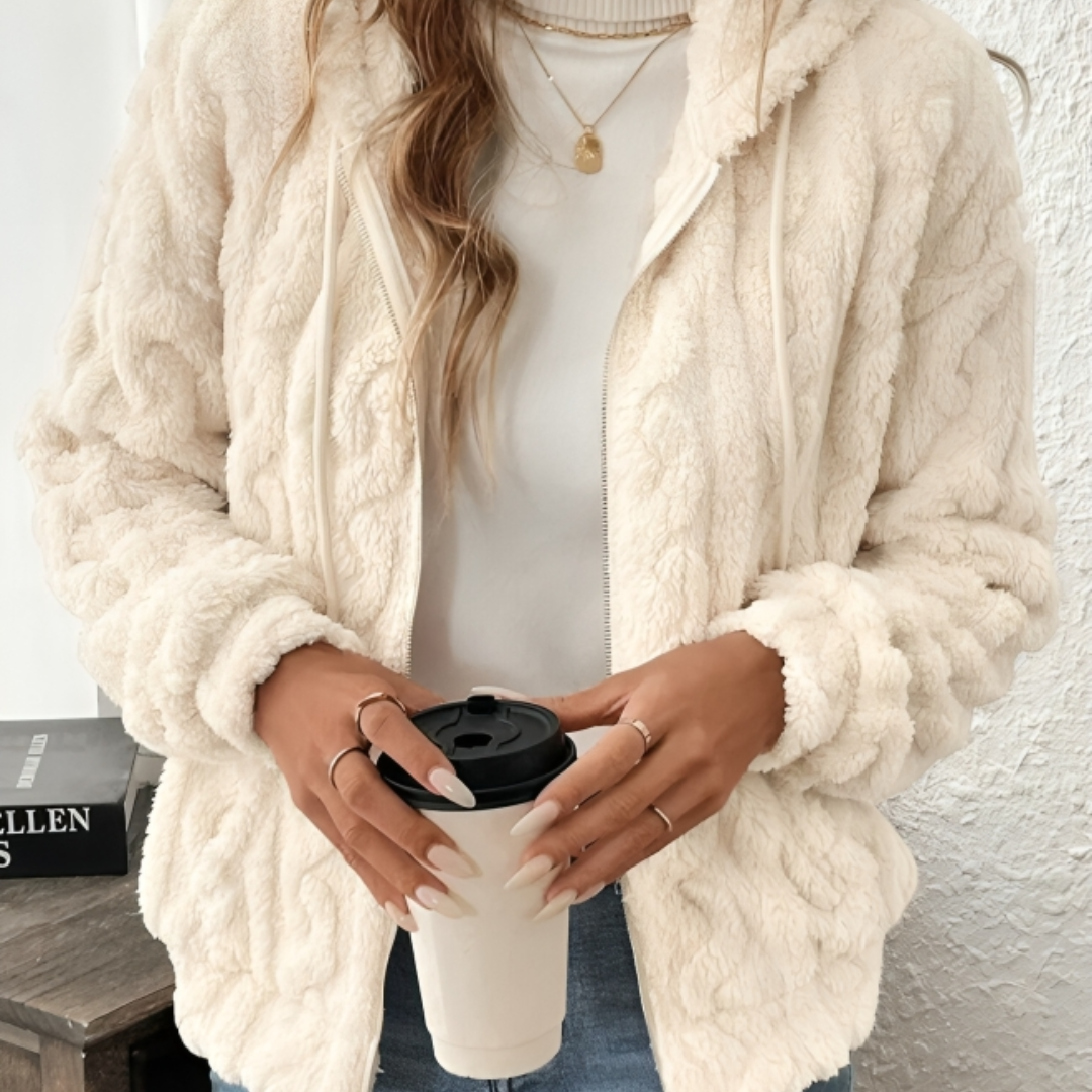 Women's Hooded Zip-Up Plush Sweater – SnowLuxe Vest Coat