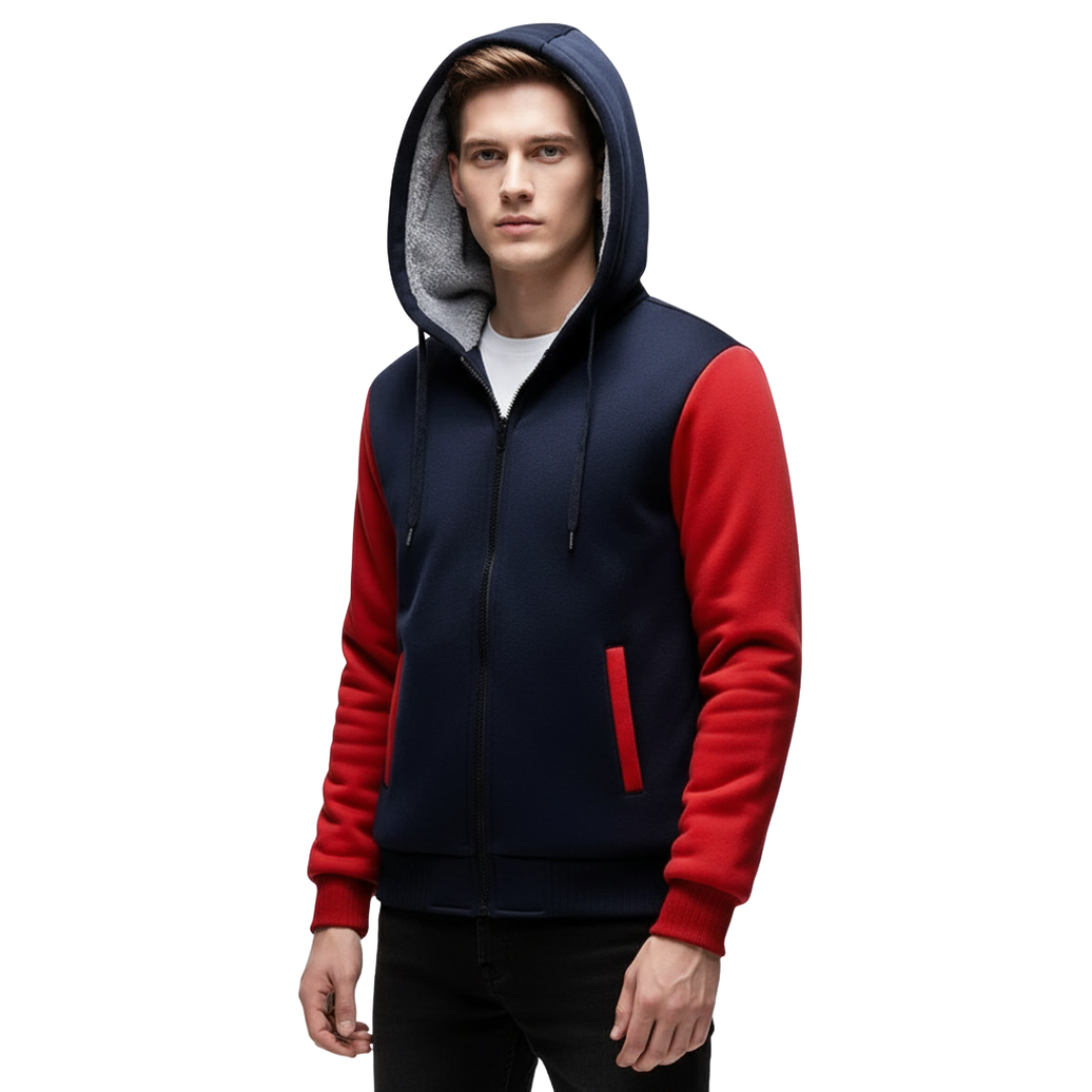 Men’s Sherpa-Lined Fleece Jacket – Warm Hooded Zip-Up for Winter