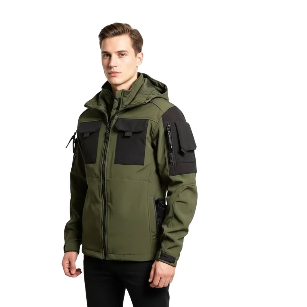 Men’s Waterproof Tactical Fleece Jacket – Windproof Softshell with Hood